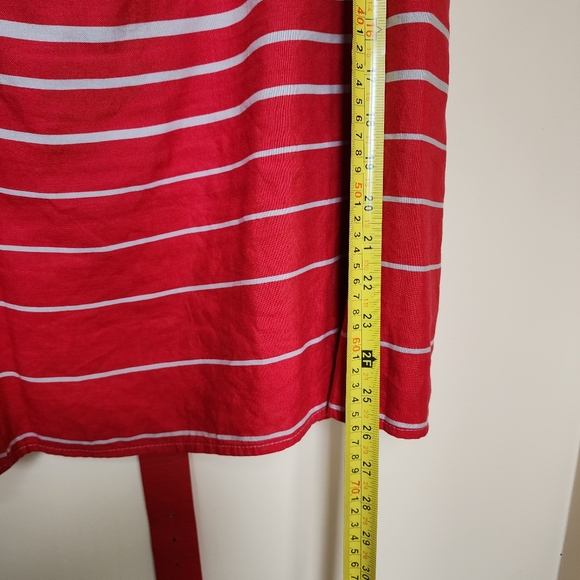 Midi skirt with belt. XL. Red and taupe stripes - Picture 4 of 7